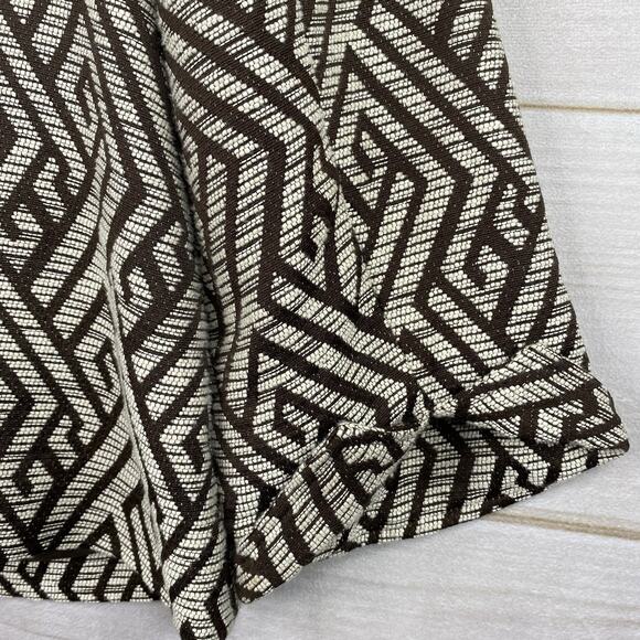 Chico's Jacket Sz 2 Womens L Brown Geometric Print Textured Lined Career Blazer - Picture 10 of 11
